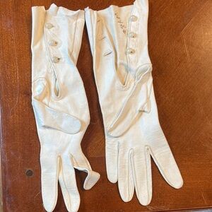 2 pair of 1920’s Vintage Ivory Slim Leather Gloves